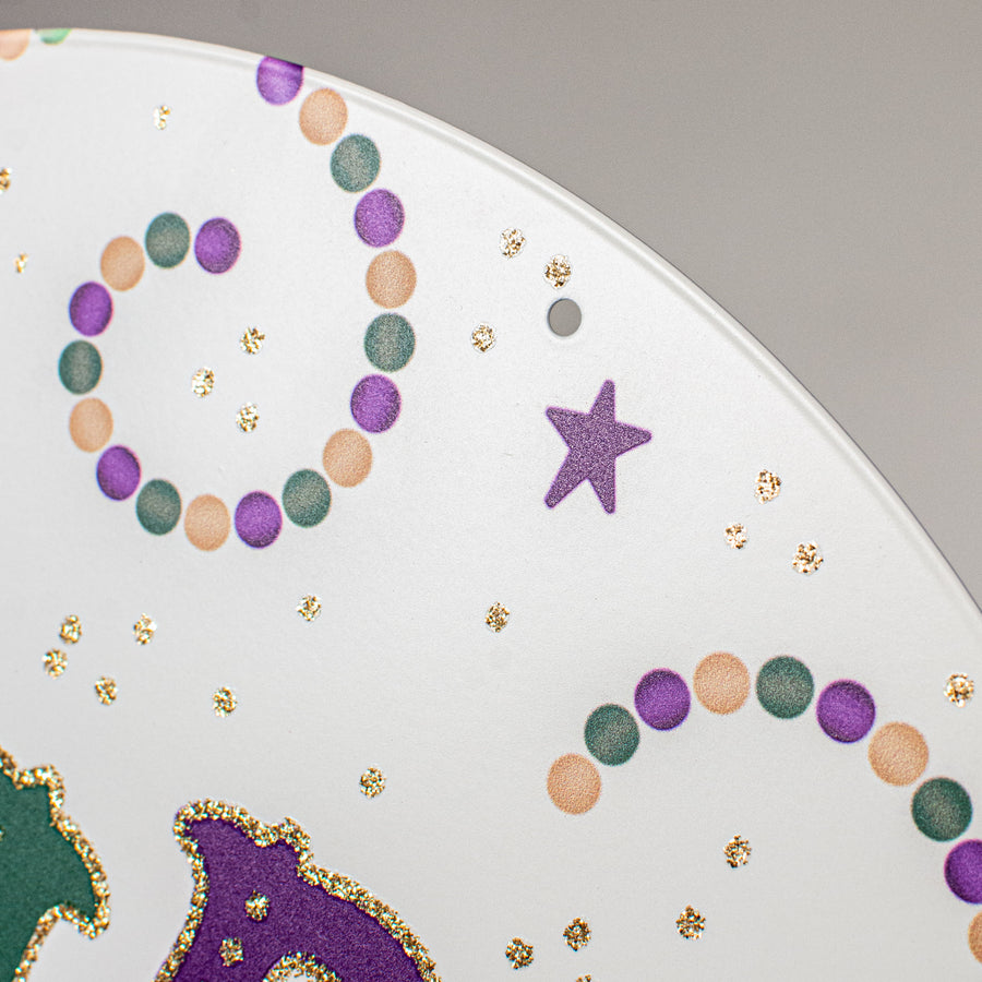 12" Metal Sign: Glitter Mardi Gras