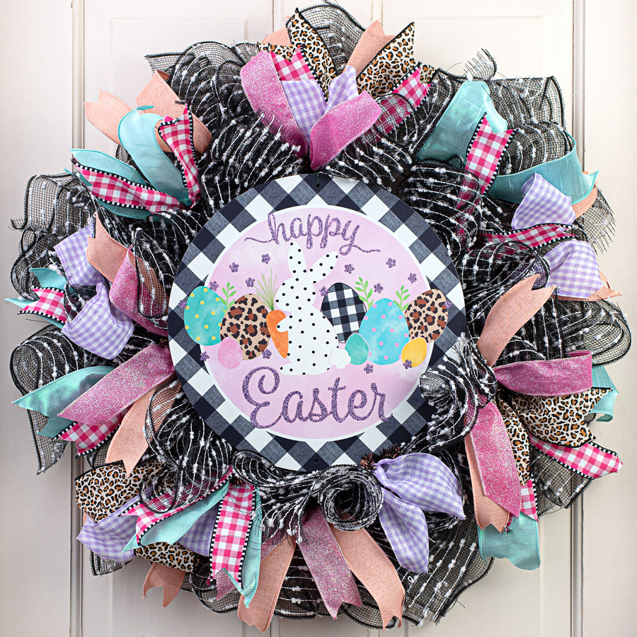 12" Metal Sign: Glitter, Check, Cheetah Happy Easter
