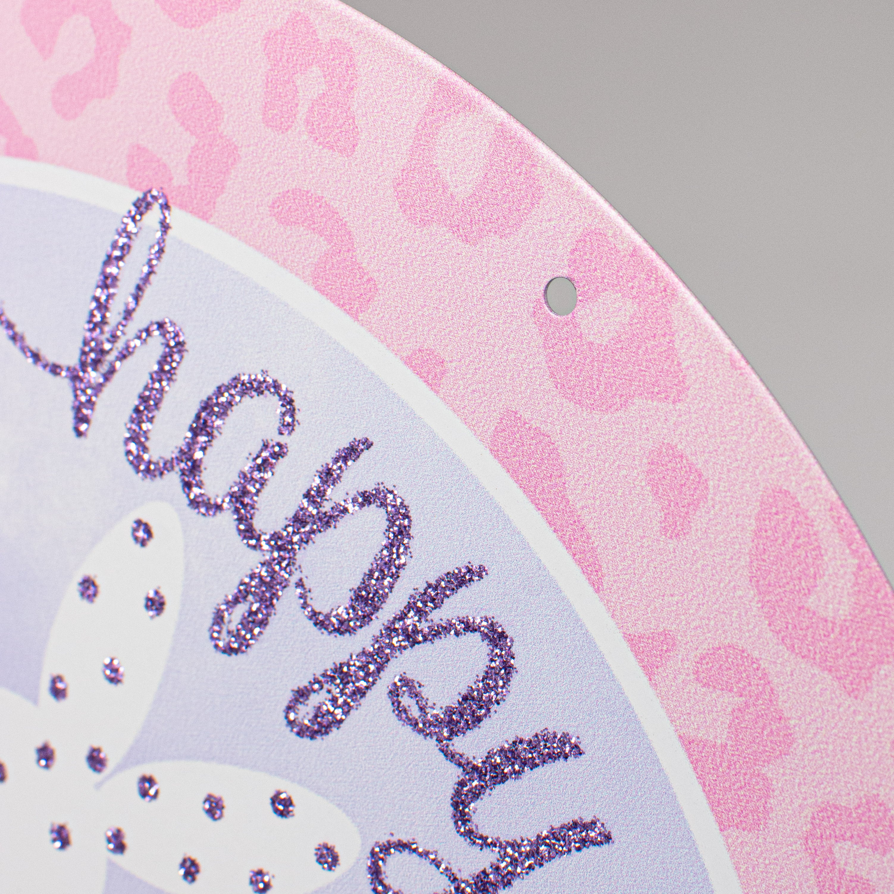 12" Metal Sign: Glitter Leopard Happy Easter