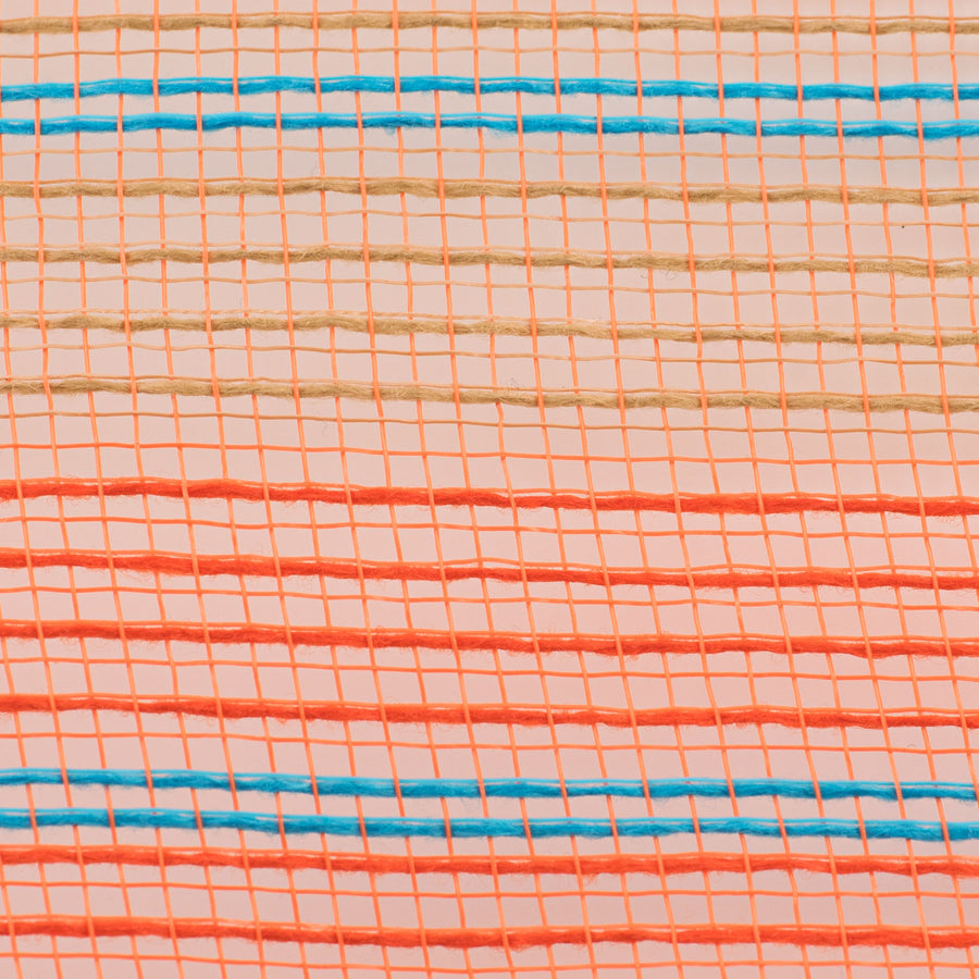 10" Faux Jute & Thick Stripe Mesh: Orange, Natural, Turquoise