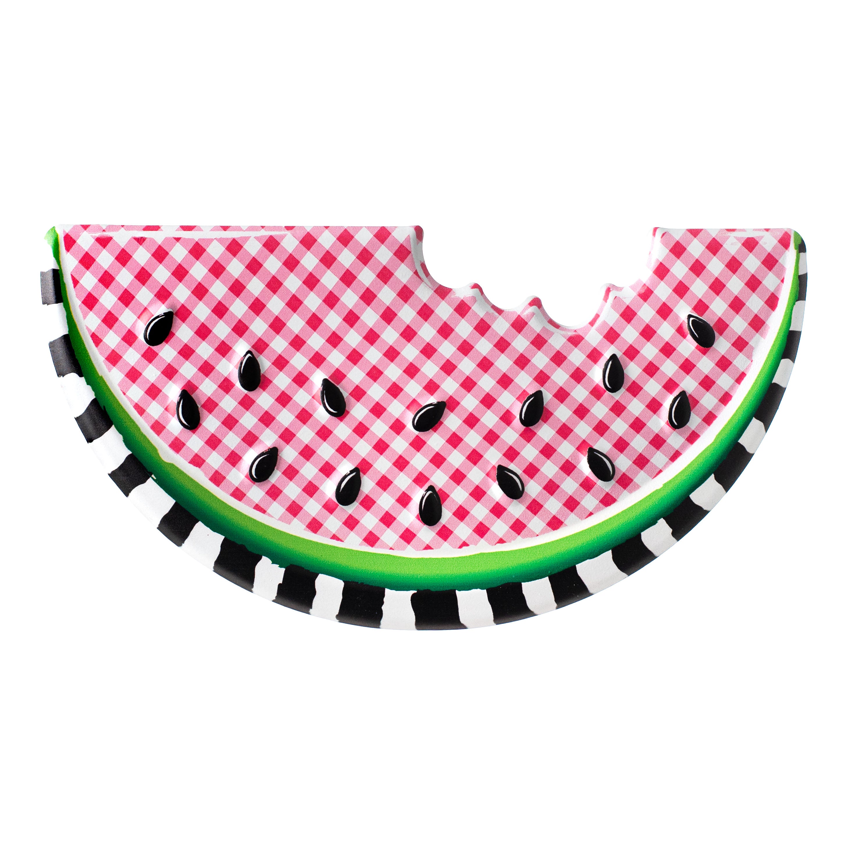 12" Metal Embossed Hanger: Gingham Watermelon Slice
