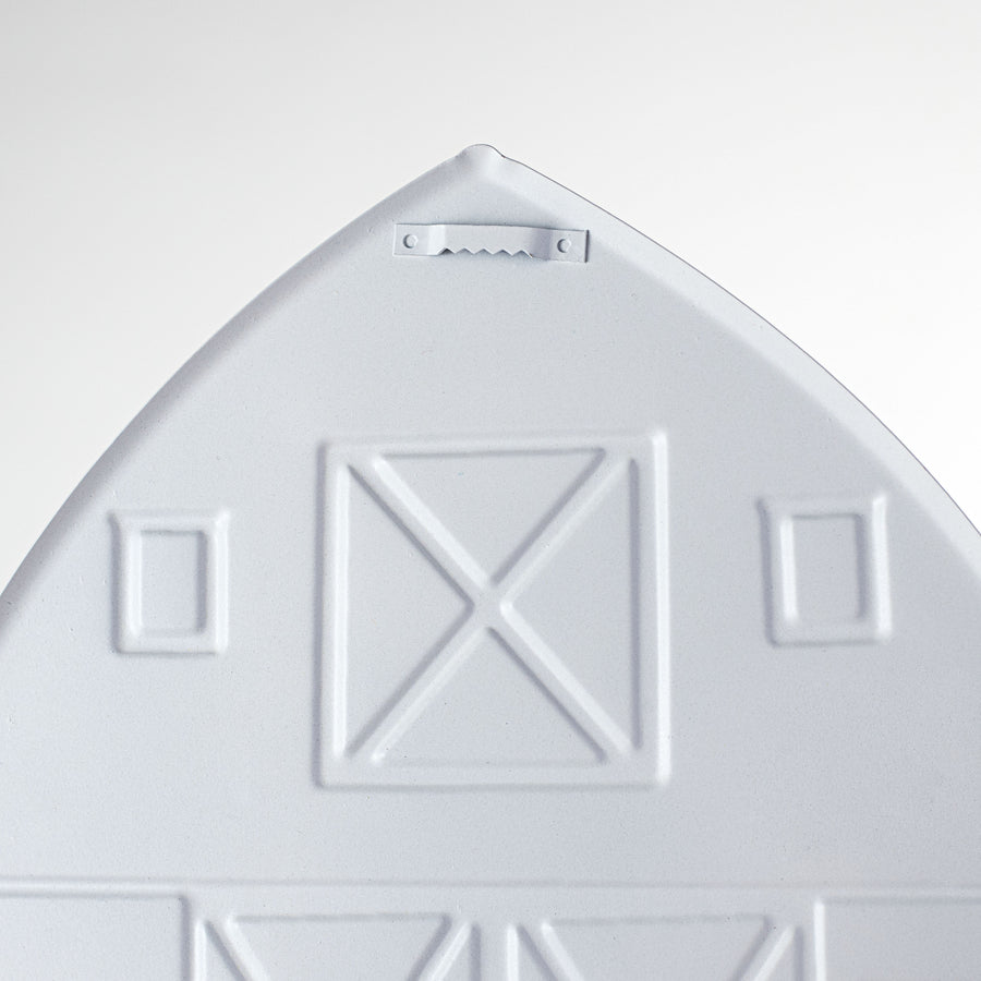 12" Metal Embossed Hanger: Tan Barn