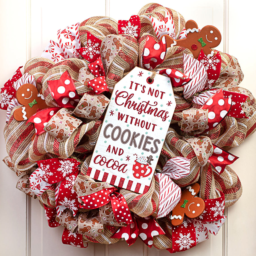 12" Wooden Sign: Not Christmas Without Cookies Gift Tag Shape