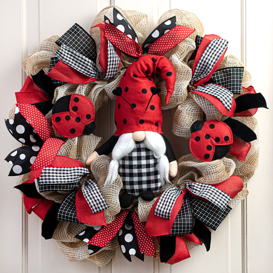 20" Sitting Gnome: Black & Red