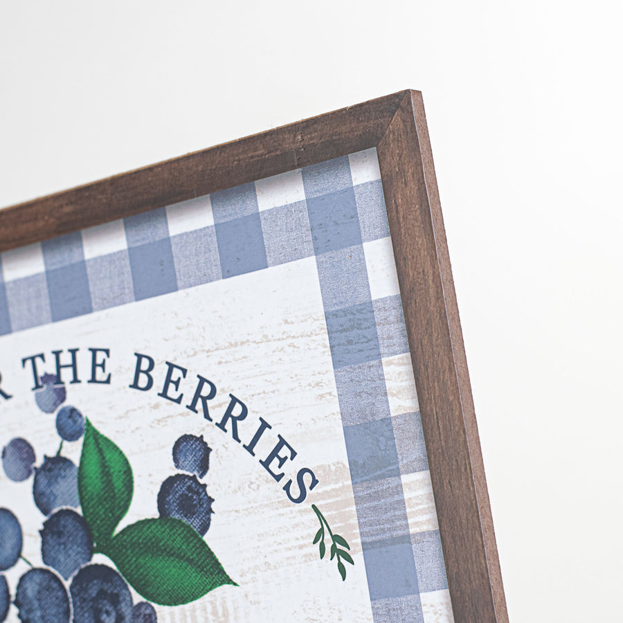 10" Square Wooden Sign: Blueberries