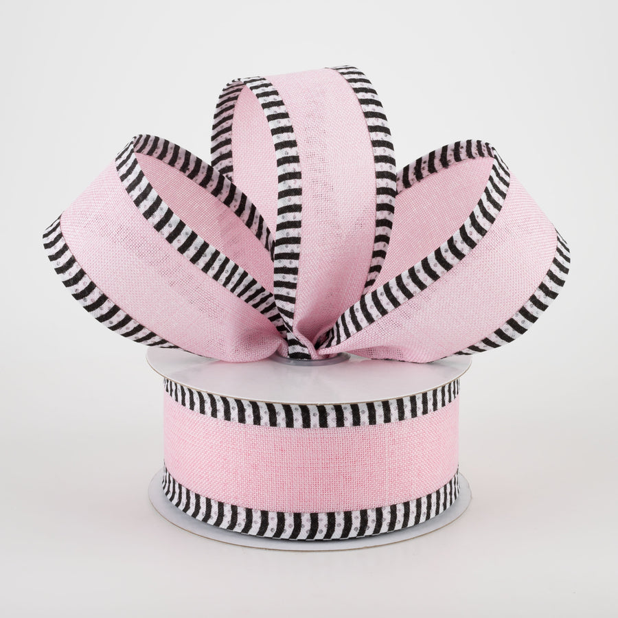 1.5" Thin Stripe Edge Ribbon: Light Pink (10 Yards)