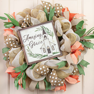 10" Square Wooden Sign: Amazing Grace Church