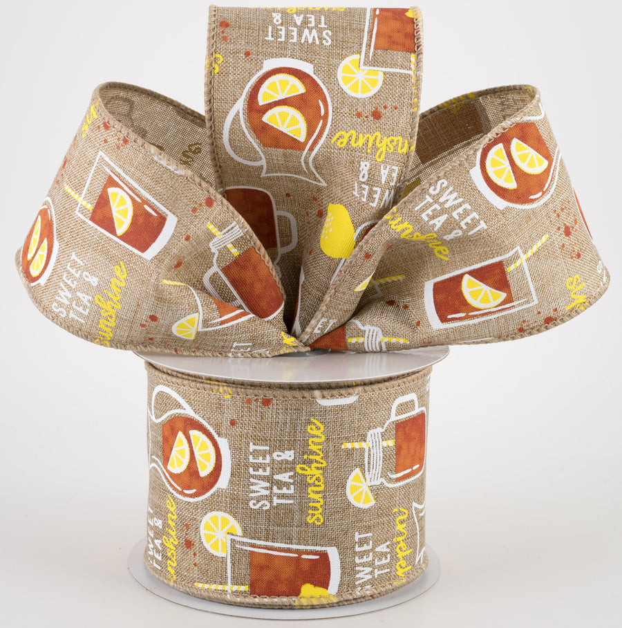 2.5" Sweet Tea With Lemon Ribbon (10 Yards)