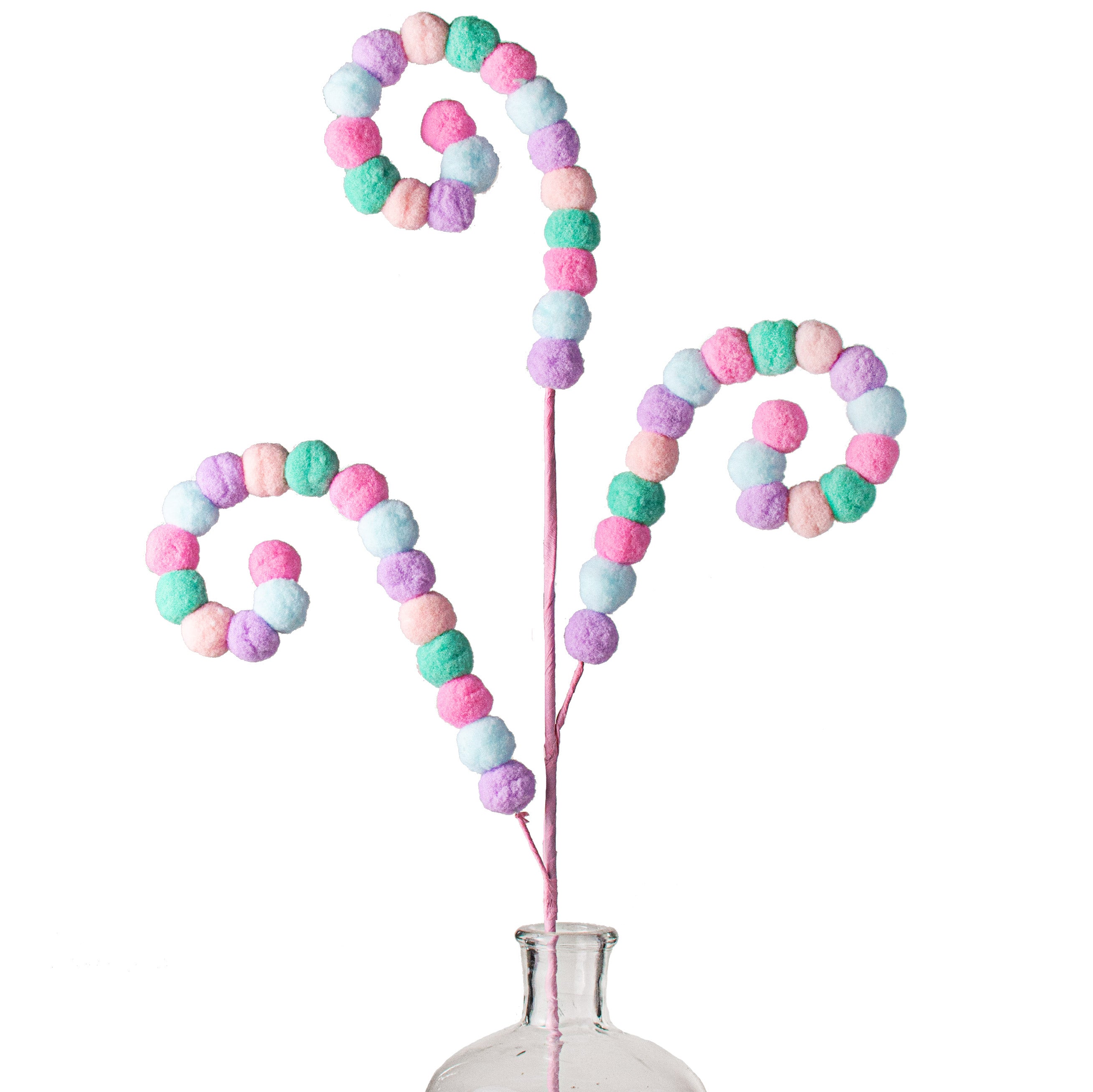 30" Felt Ball Curly Spray: Pastel
