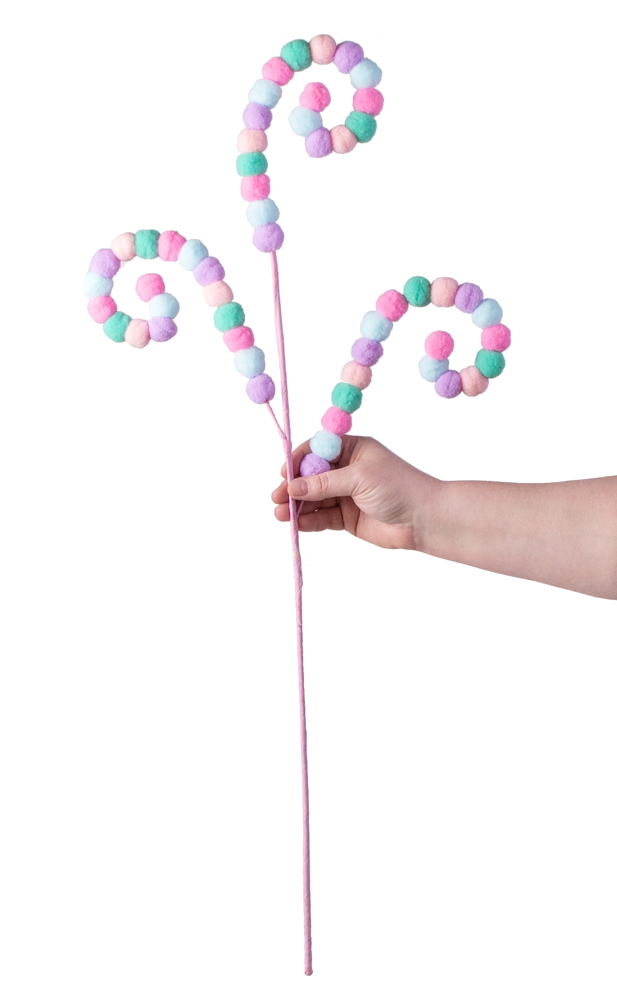 30" Felt Ball Curly Spray: Pastel