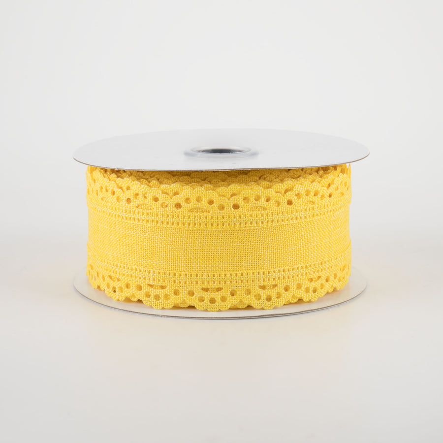 1.5" Scalloped Edge Ribbon: Yellow (10 Yards)