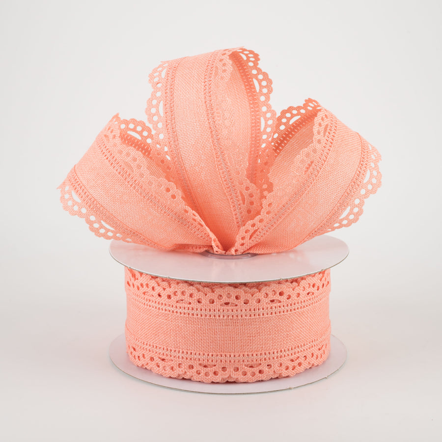 1.5" Scalloped Edge Ribbon: Peach (10 Yards)