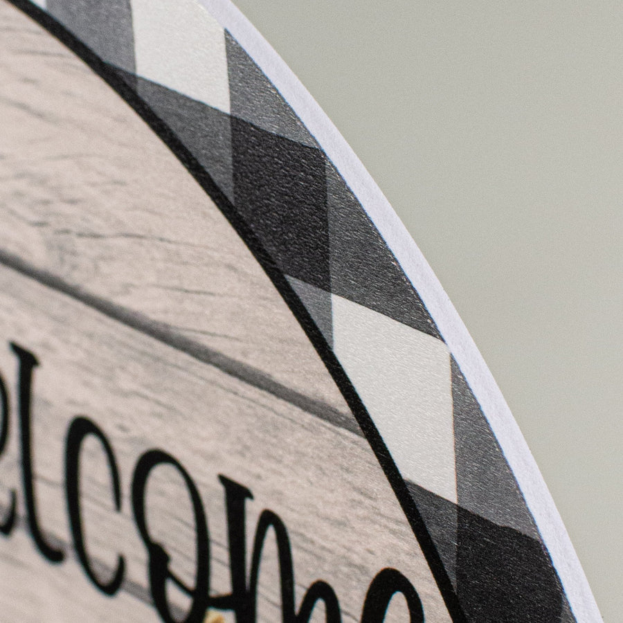9.4" Round Waterproof Sign: Welcome Bee Gnome