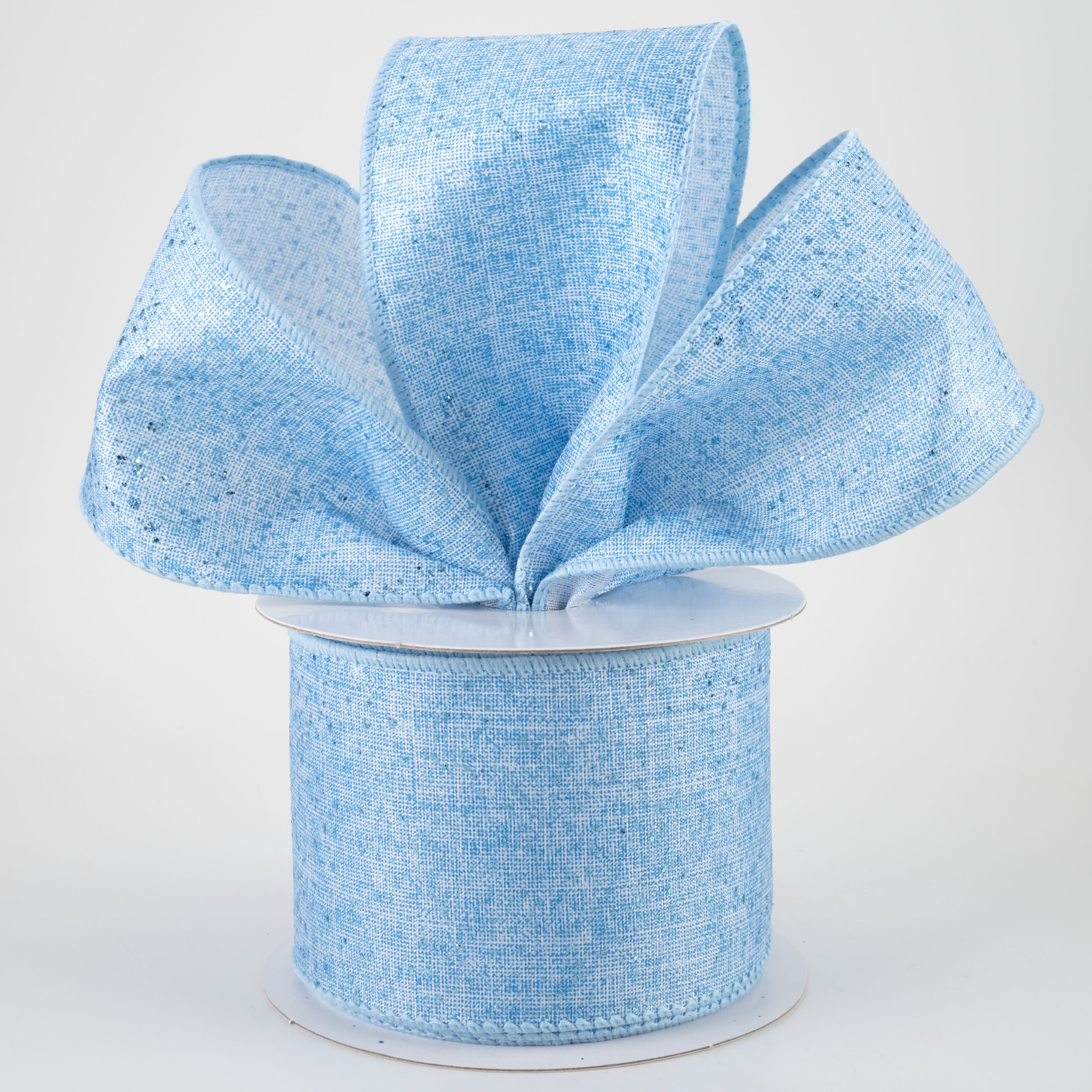 2.5" Printed Glitter Muslin: Light Blue (10 Yards)