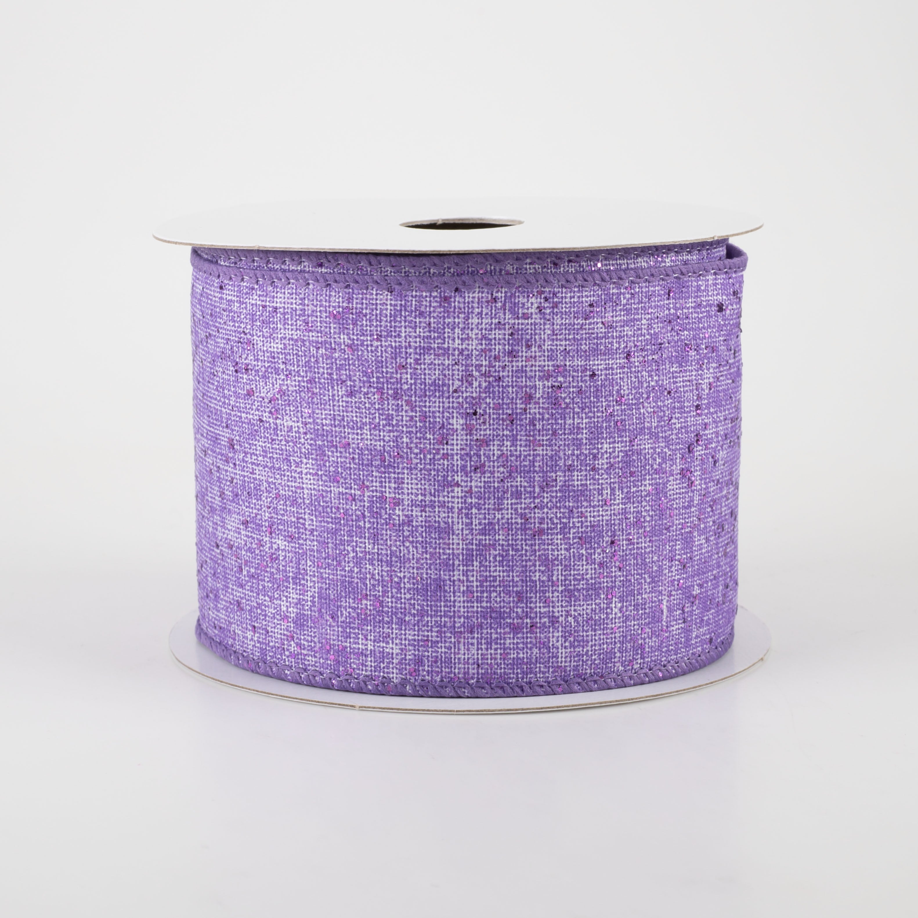 2.5" Glitter Printed Muslin Ribbon: Lavender (10 Yards)