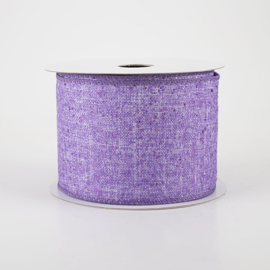 2.5" Glitter Printed Muslin Ribbon: Lavender (10 Yards)