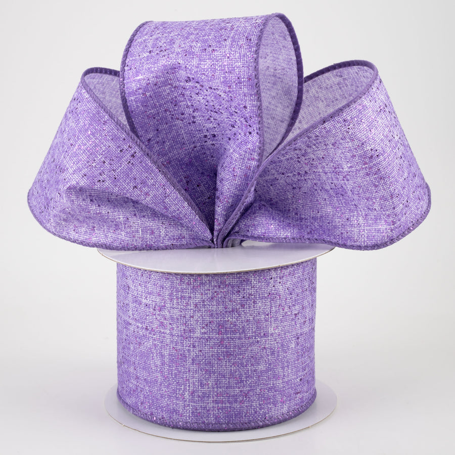 2.5" Glitter Printed Muslin Ribbon: Lavender (10 Yards)