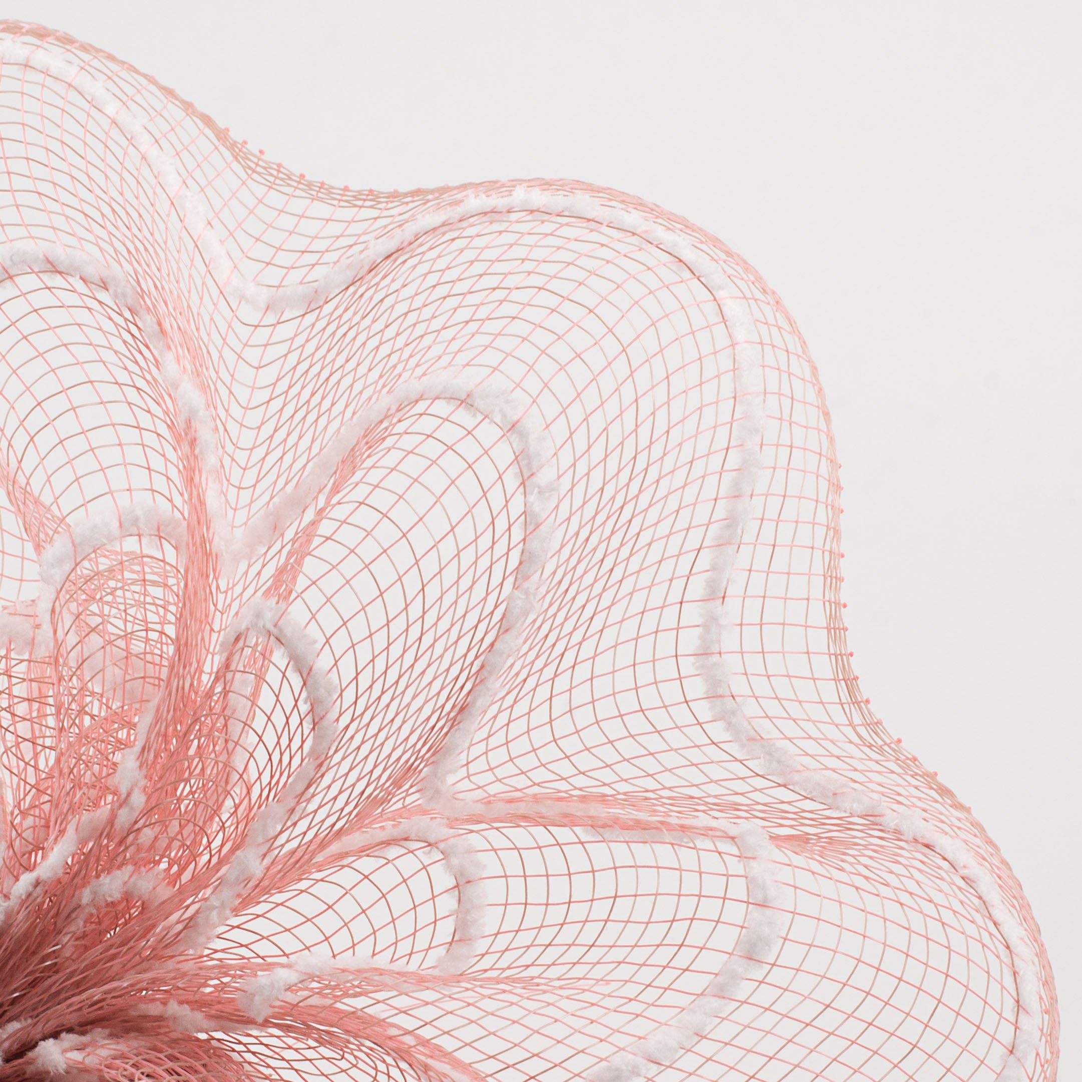 10" Fuzzy Stripe Mesh: Coral