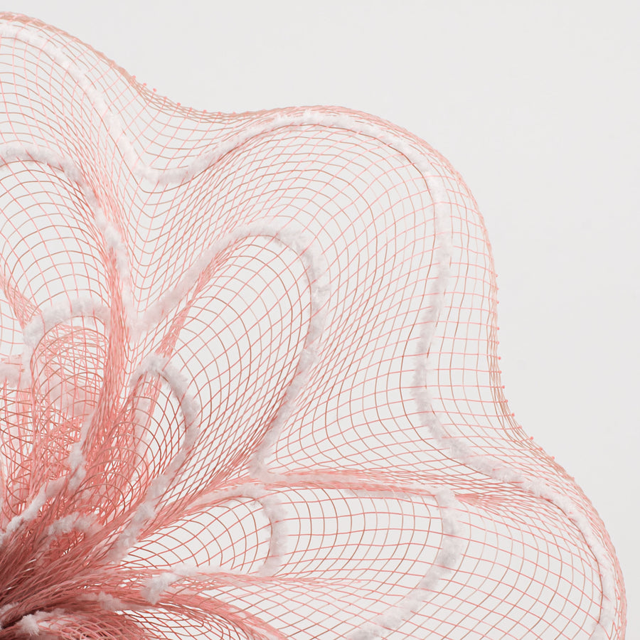 10" Fuzzy Stripe Mesh: Coral