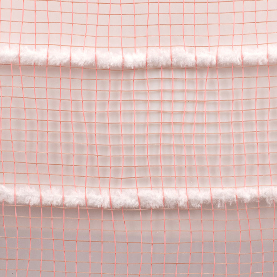 10" Fuzzy Stripe Mesh: Coral