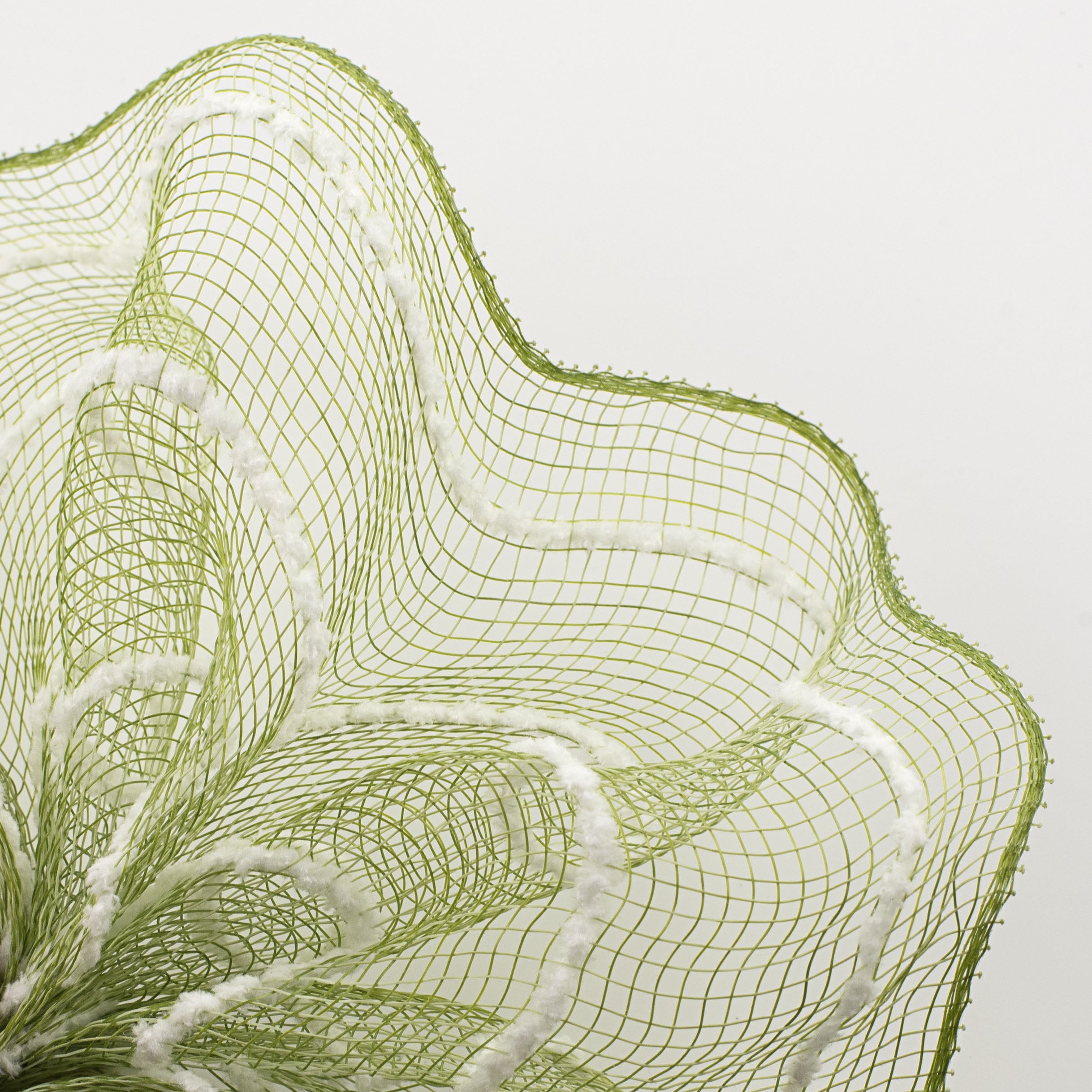 10" Fuzzy Stripe Mesh: Moss Green