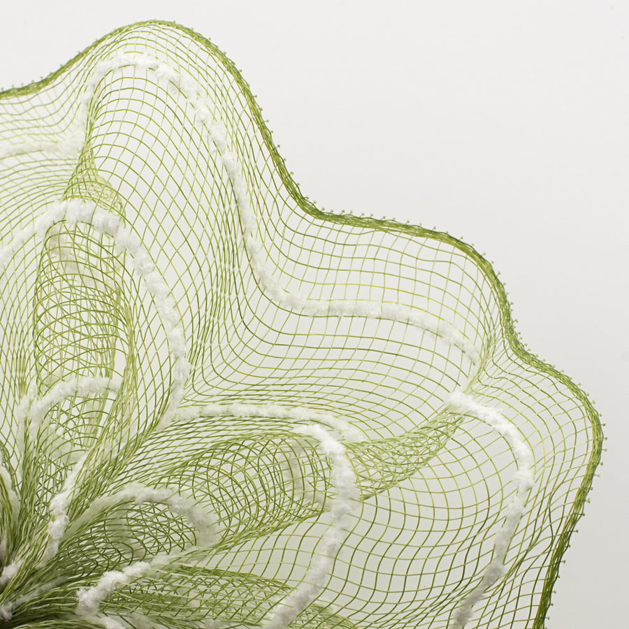 10" Fuzzy Stripe Mesh: Moss Green