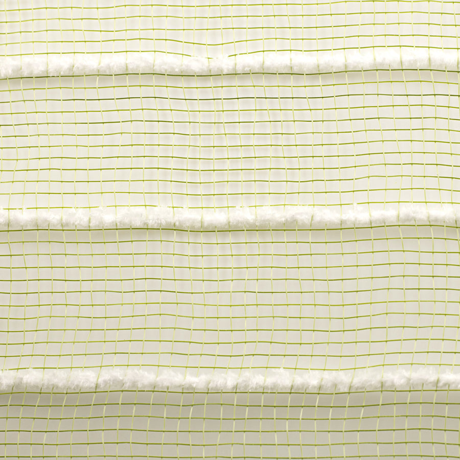 10" Fuzzy Stripe Mesh: Moss Green