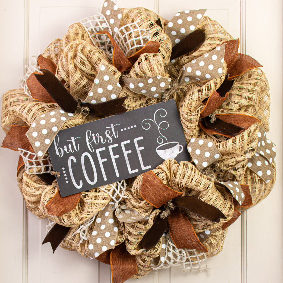 12" Wooden Sign: But First Coffee