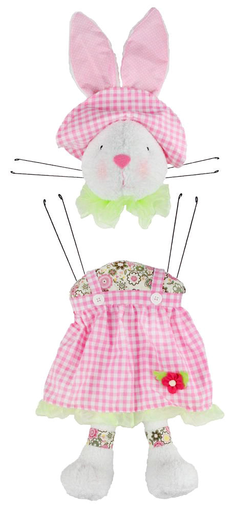 Girl Bunny With Hat Wreath Accent
