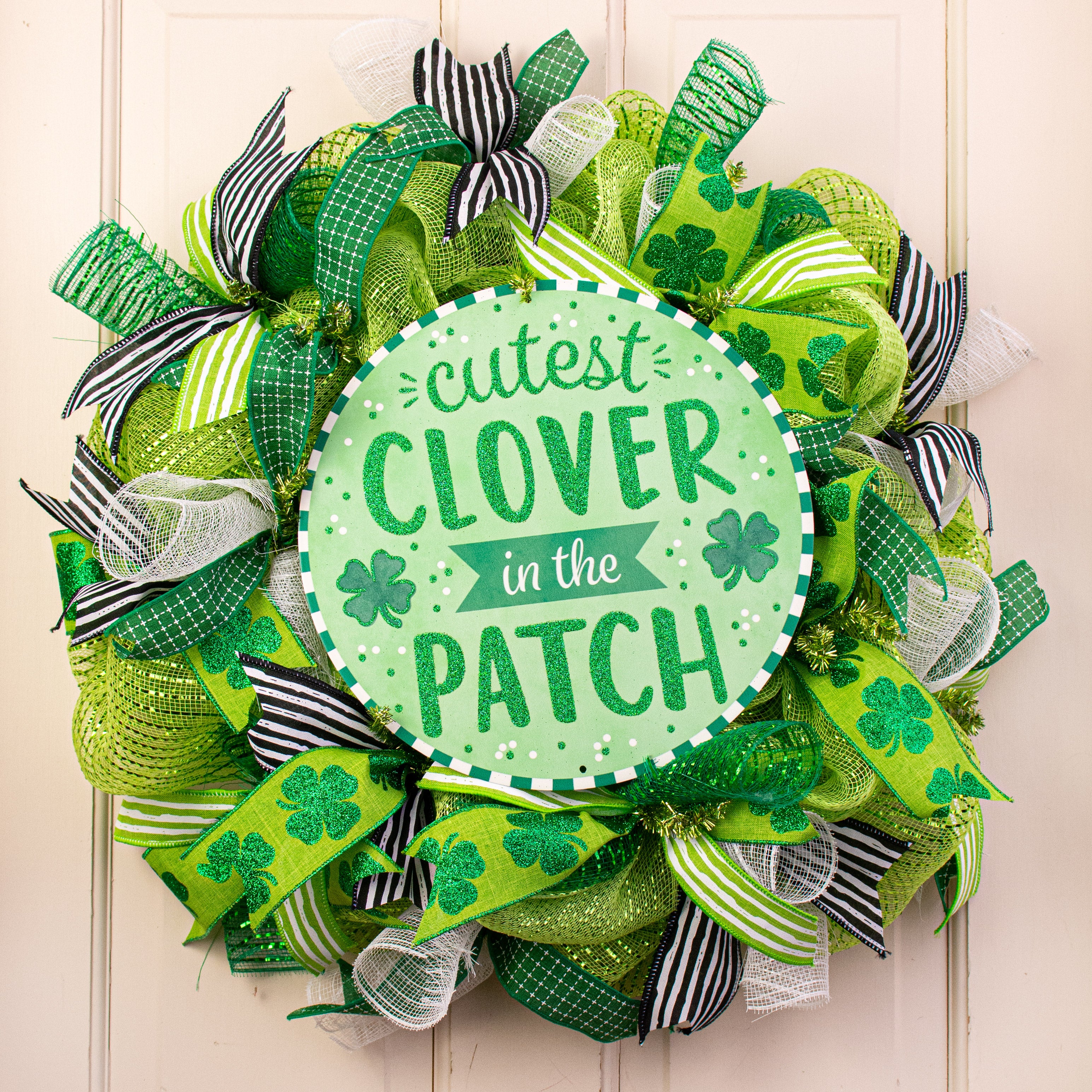 12" Metal Sign: Glittered Cutest Clover in the Patch