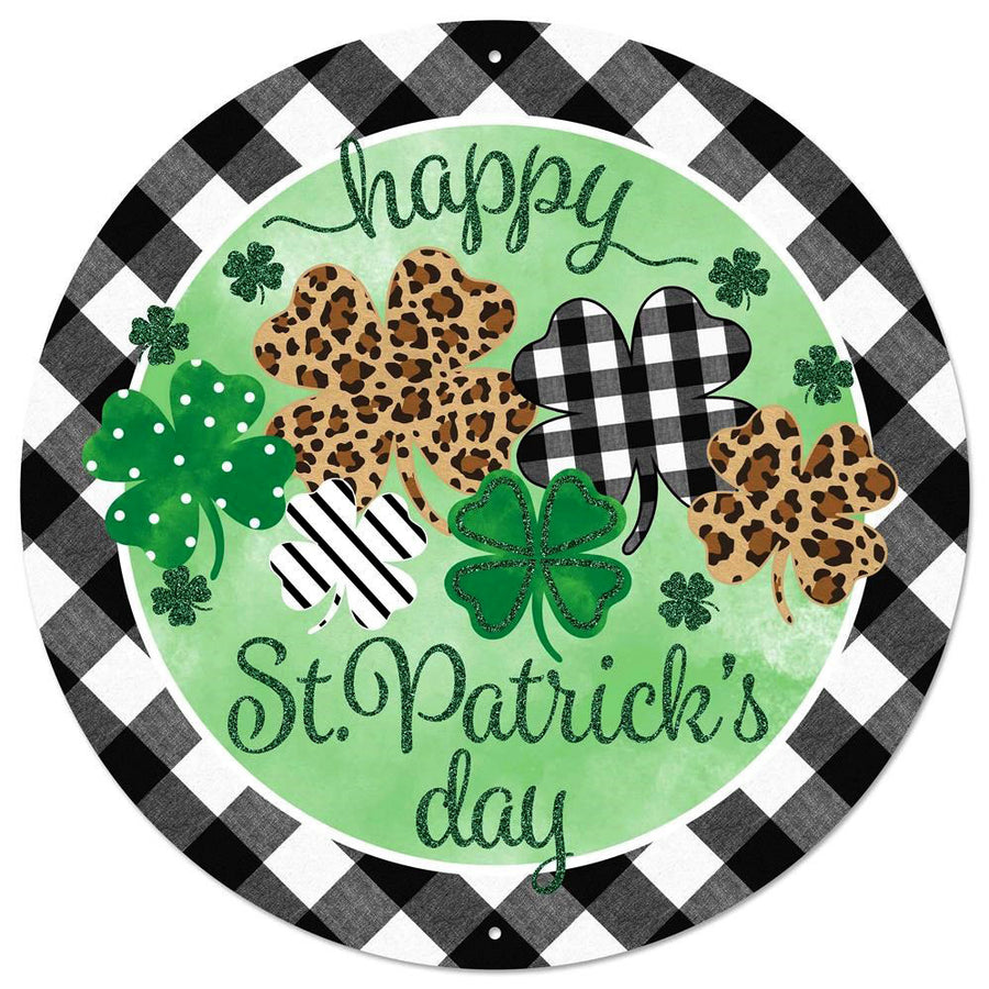 12" Metal Sign: Glittered Happy St. Patrick's Day