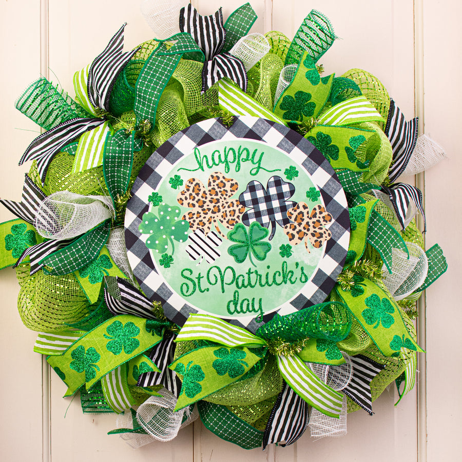 12" Metal Sign: Glittered Happy St. Patrick's Day