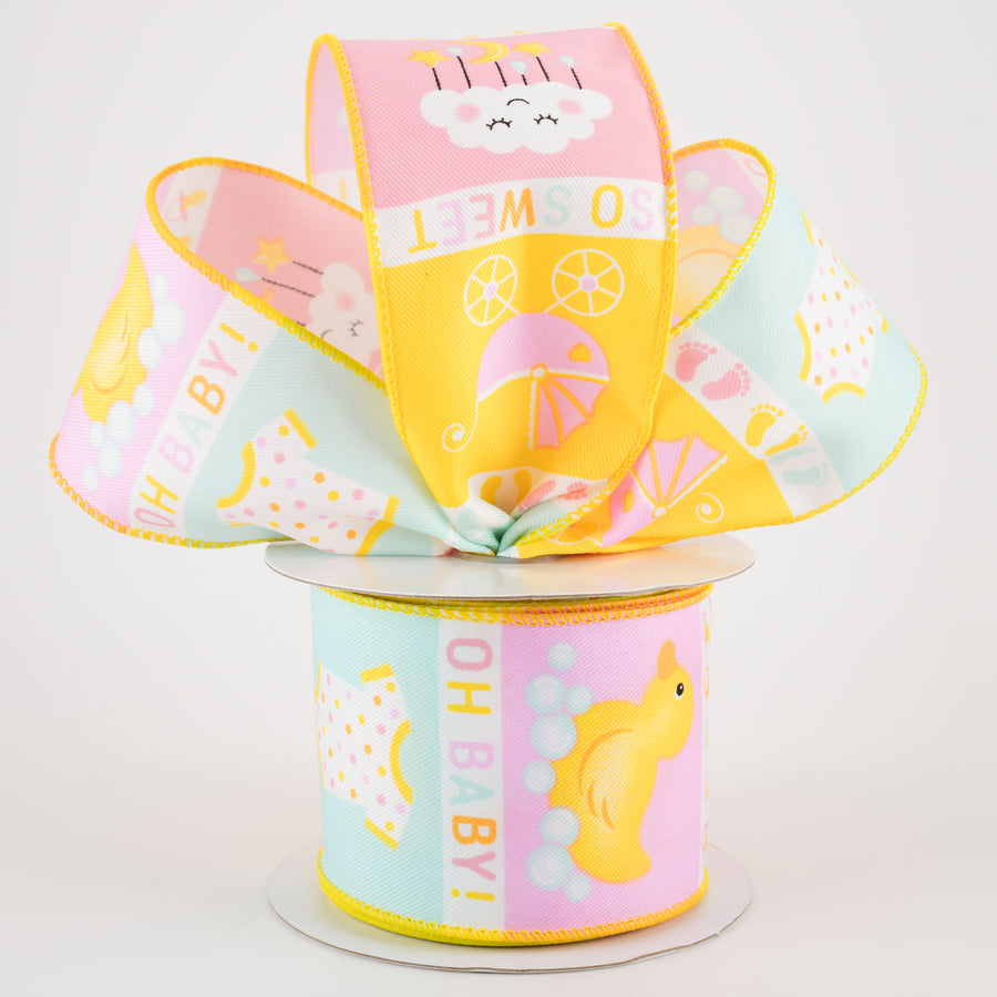 2.5" Pastel Baby Blocks Ribbon (10 Yards)