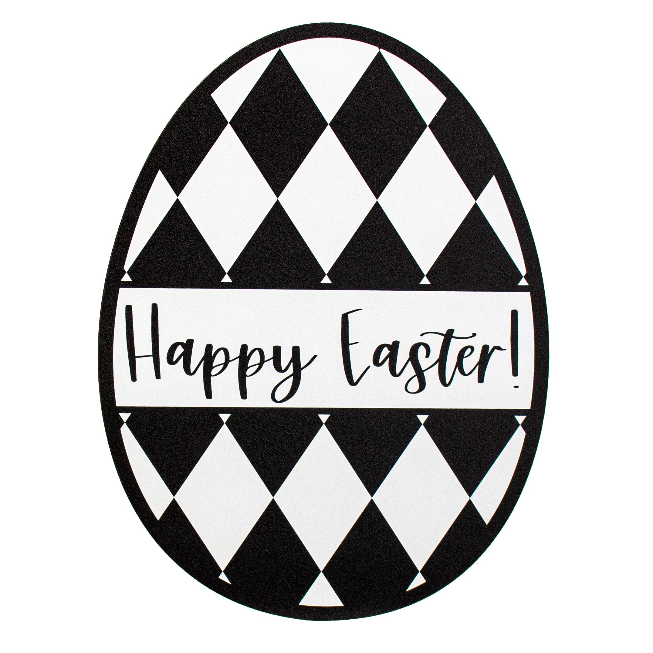 11" Waterproof Sign: Harlequin Happy Easter Egg