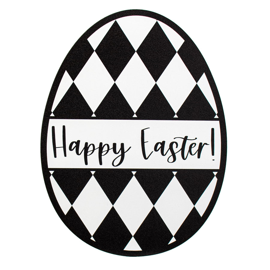 11" Waterproof Sign: Harlequin Happy Easter Egg