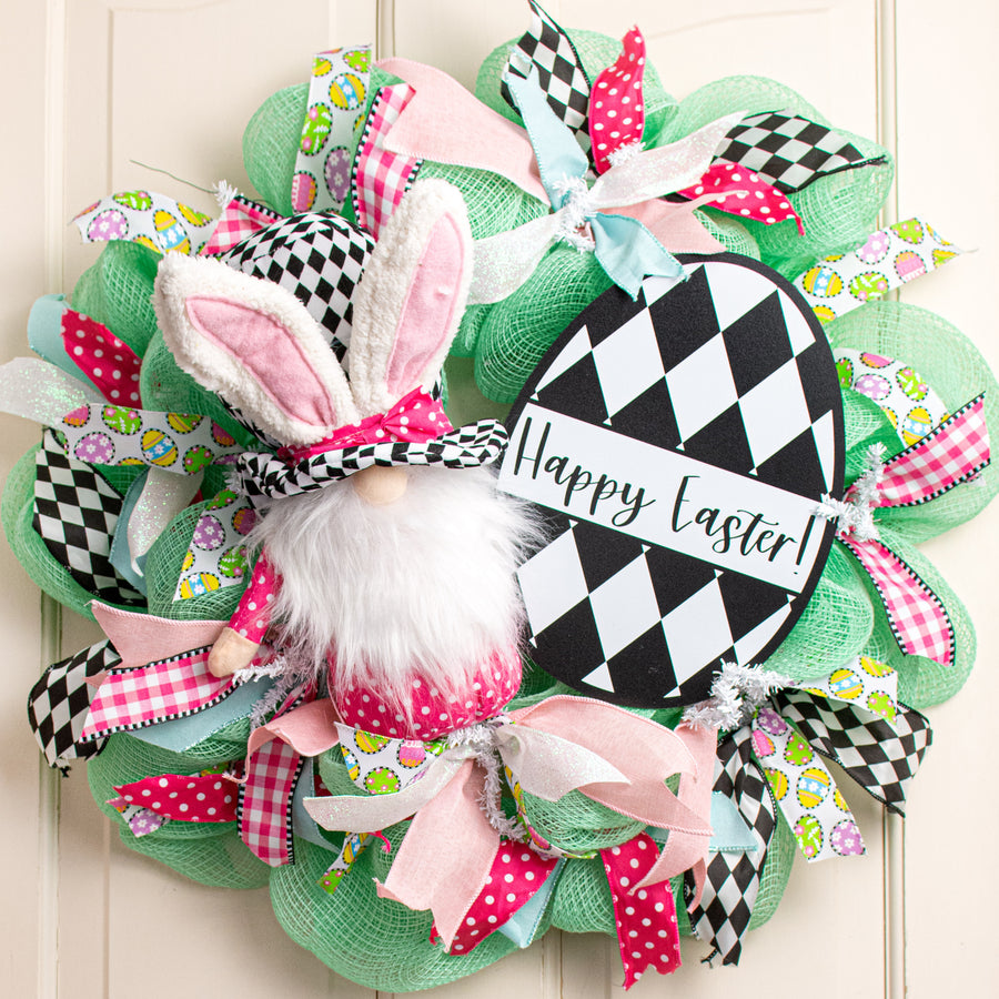 11" Waterproof Sign: Harlequin Happy Easter Egg
