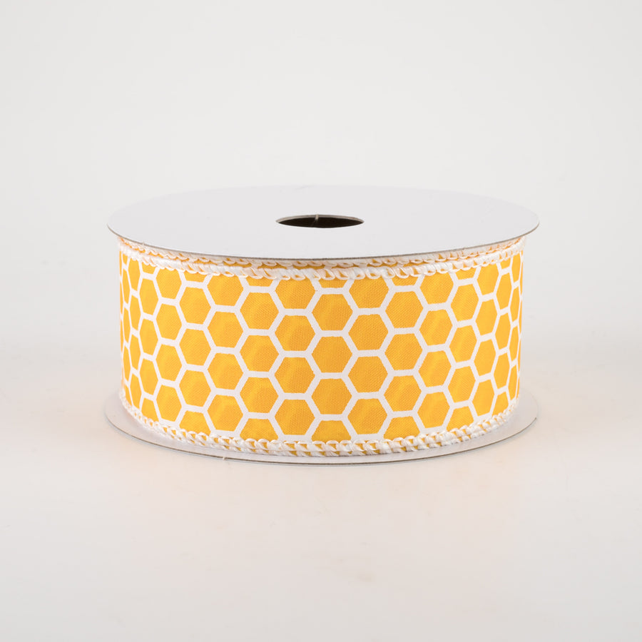 1.5" Satin Honeycomb Ribbon: Yellow (10 Yards)