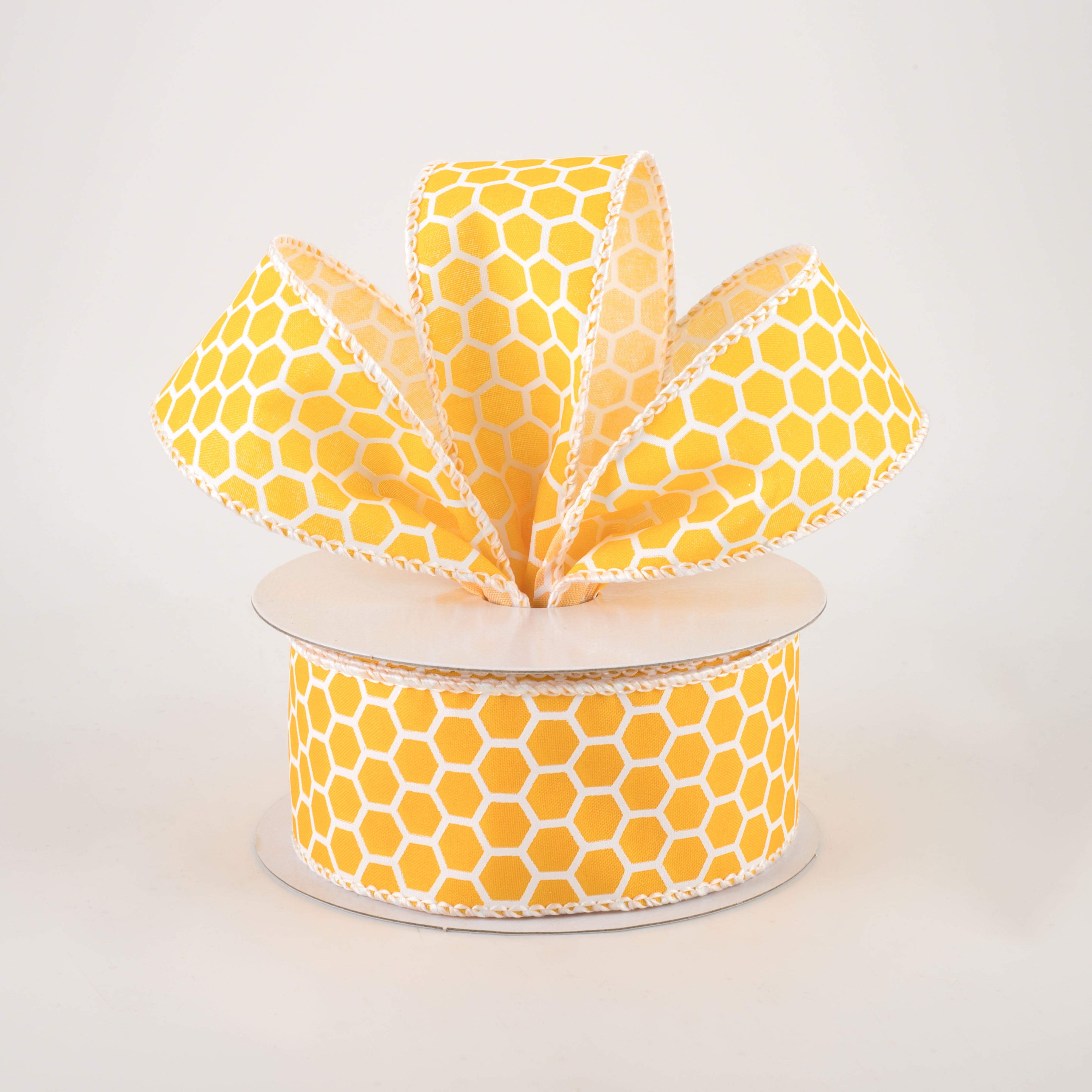 1.5" Satin Honeycomb Ribbon: Yellow (10 Yards)