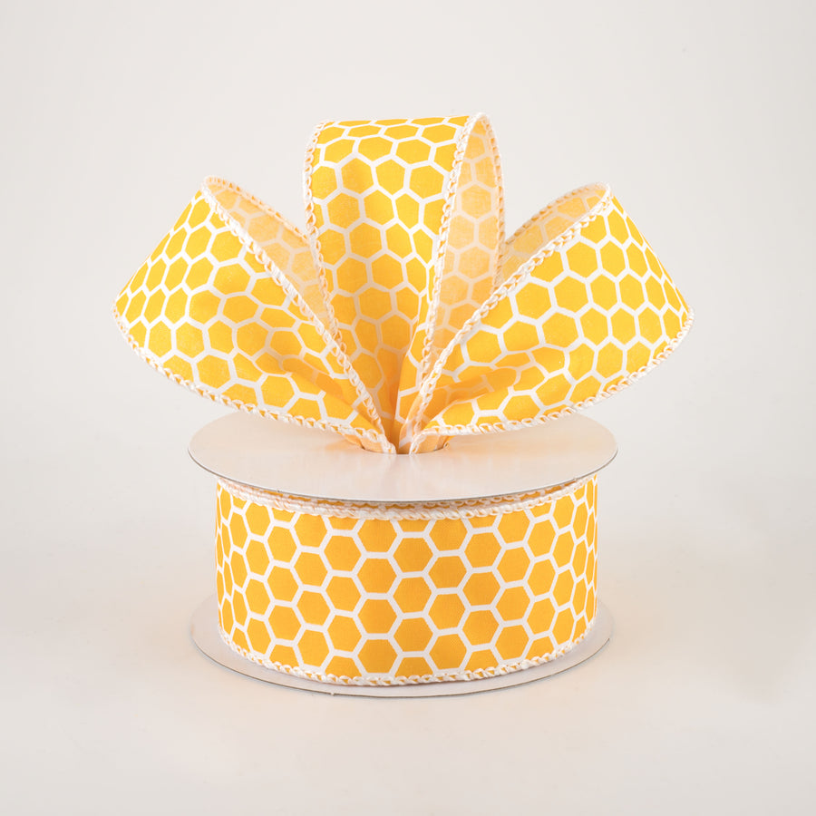 1.5" Satin Honeycomb Ribbon: Yellow (10 Yards)