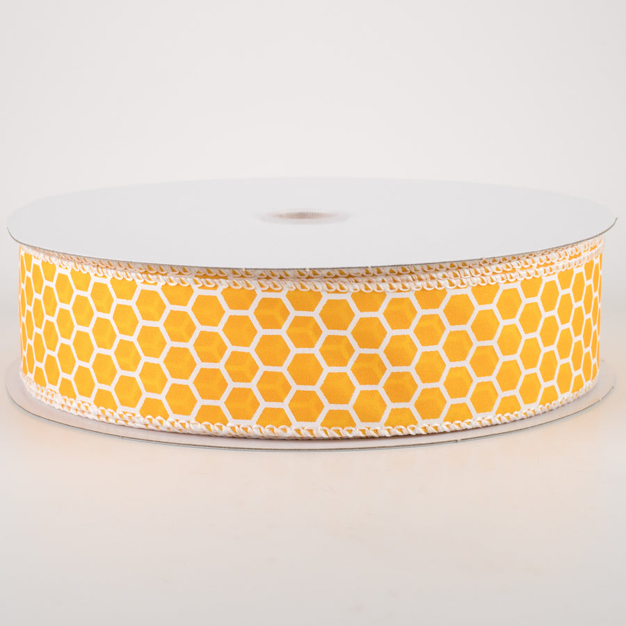 1.5" Satin Honeycomb Ribbon: Yellow (50 Yards)
