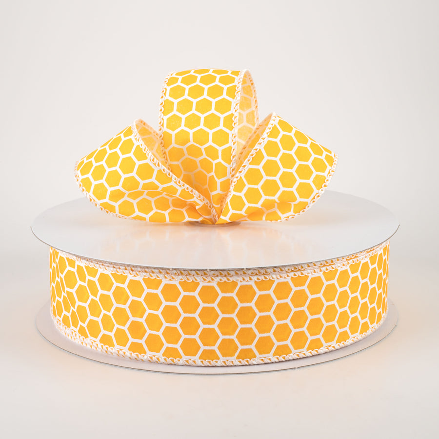 1.5" Satin Honeycomb Ribbon: Yellow (50 Yards)