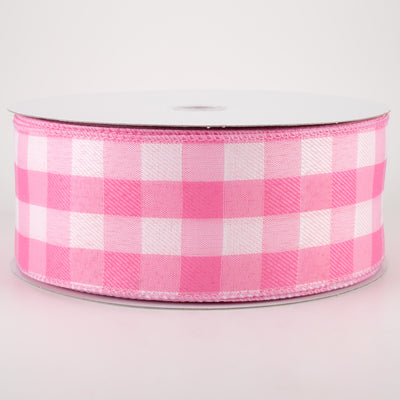 2.5" Buffalo Check Plaid Ribbon: Pink & White (50 Yards)