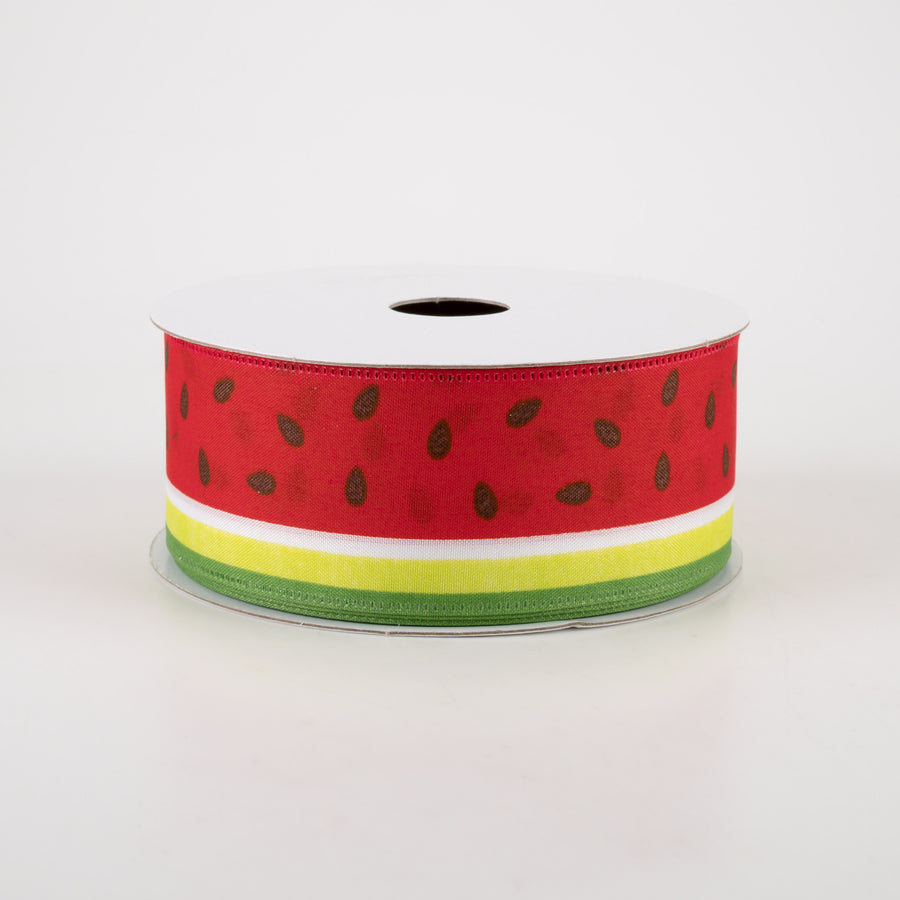 1.5" Watermelon Slice Satin Stripe Ribbon (10 Yards)
