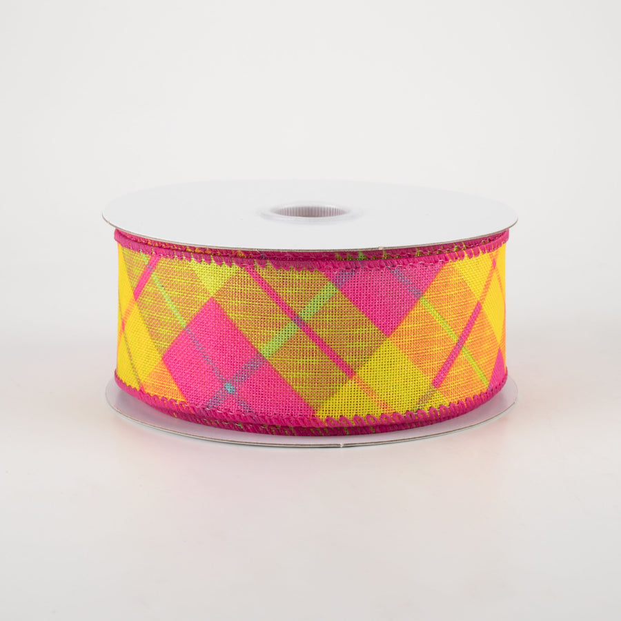 1.5" Sally Print Plaid Ribbon: Bright Spring (10 Yards)