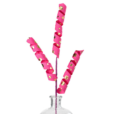 24" Polka Dot Curly Spray: Fuchsia & Gold