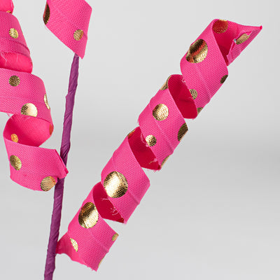 24" Polka Dot Curly Spray: Fuchsia & Gold