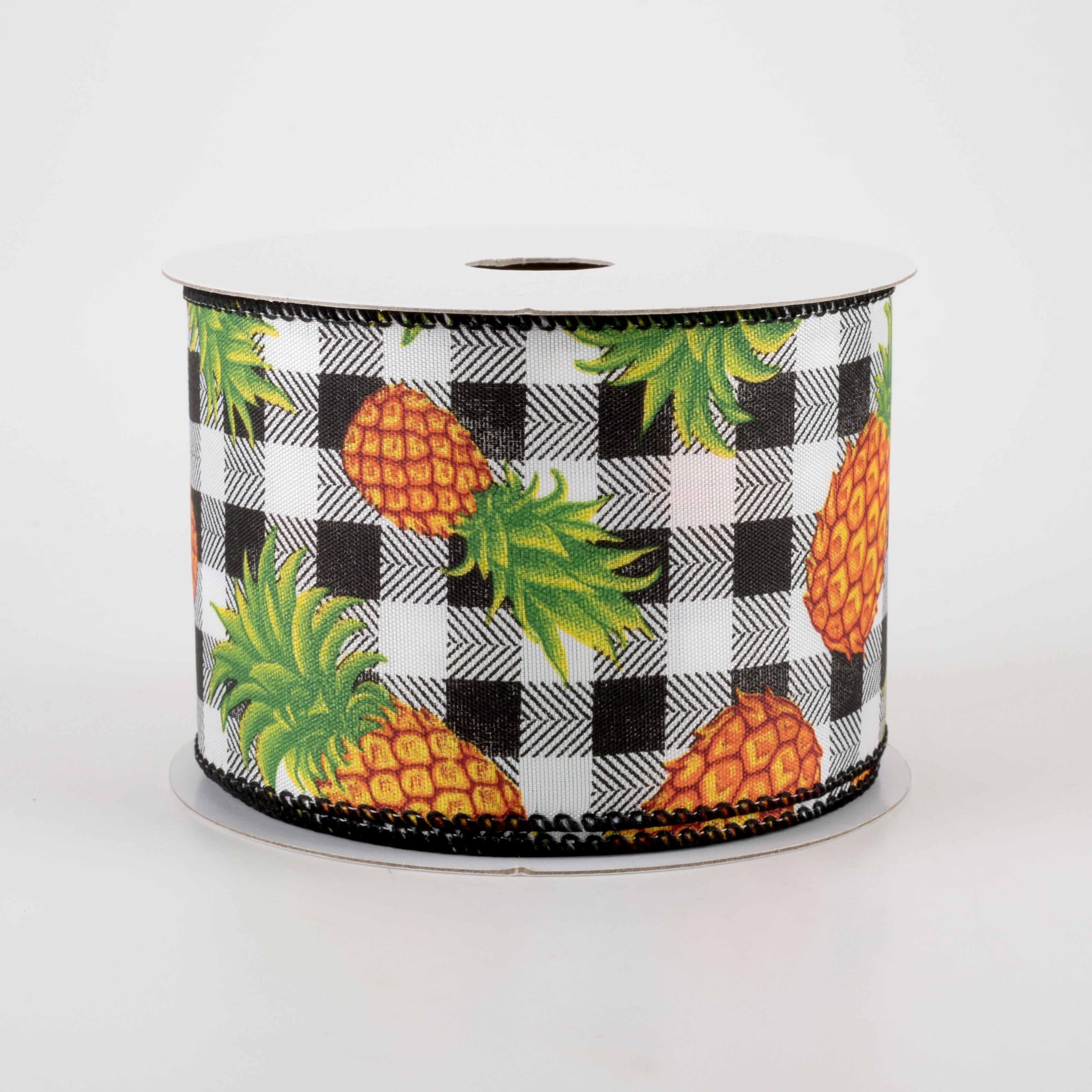 2.5" Pineapples on Buffalo Plaid Ribbon (10 Yards)