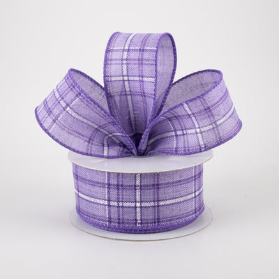 1.5" Cornelia Plaid Ribbon: Purple, Lavender & White (10 Yards)