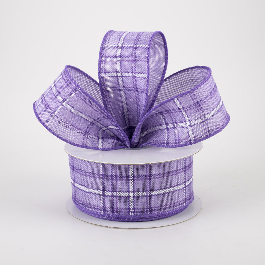 1.5" Cornelia Plaid Ribbon: Purple, Lavender & White (10 Yards)