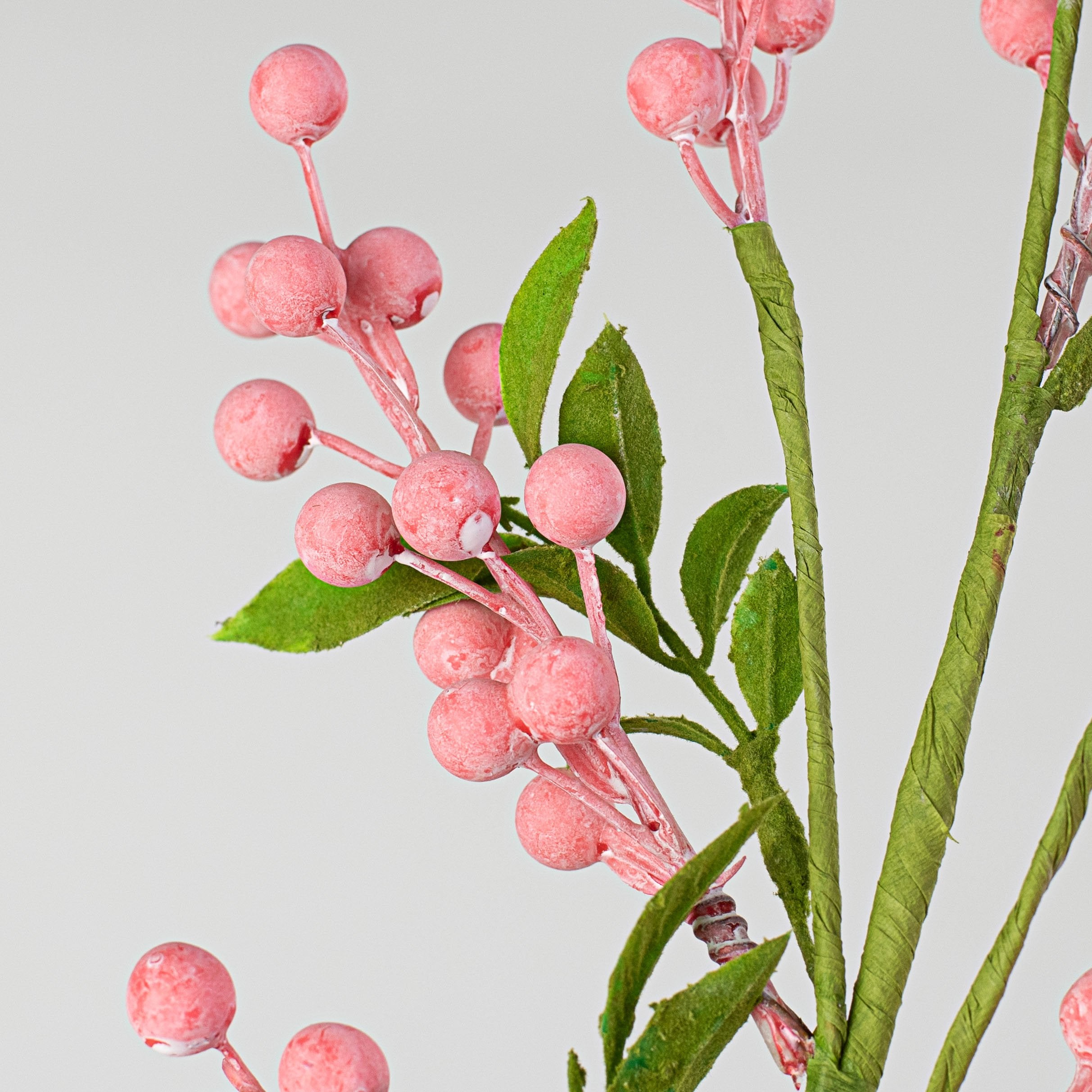 26" Berry Leaves Spray: Pink